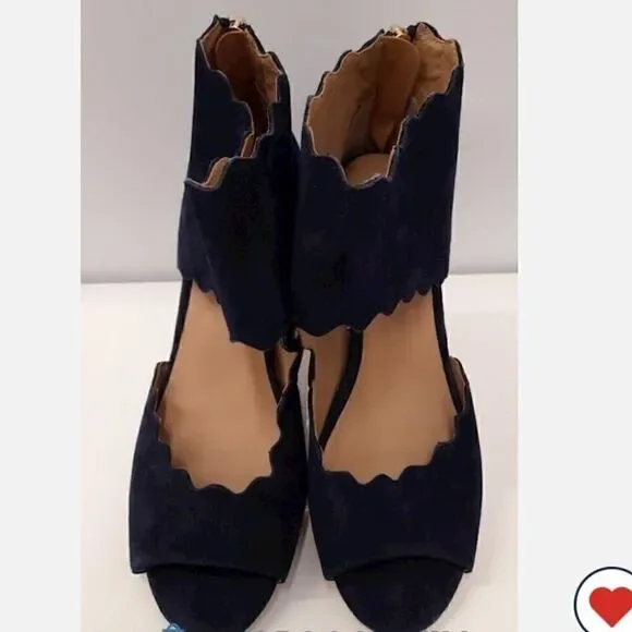 Anthropologie navy scalloped Shooties   - Picture 5 of 7